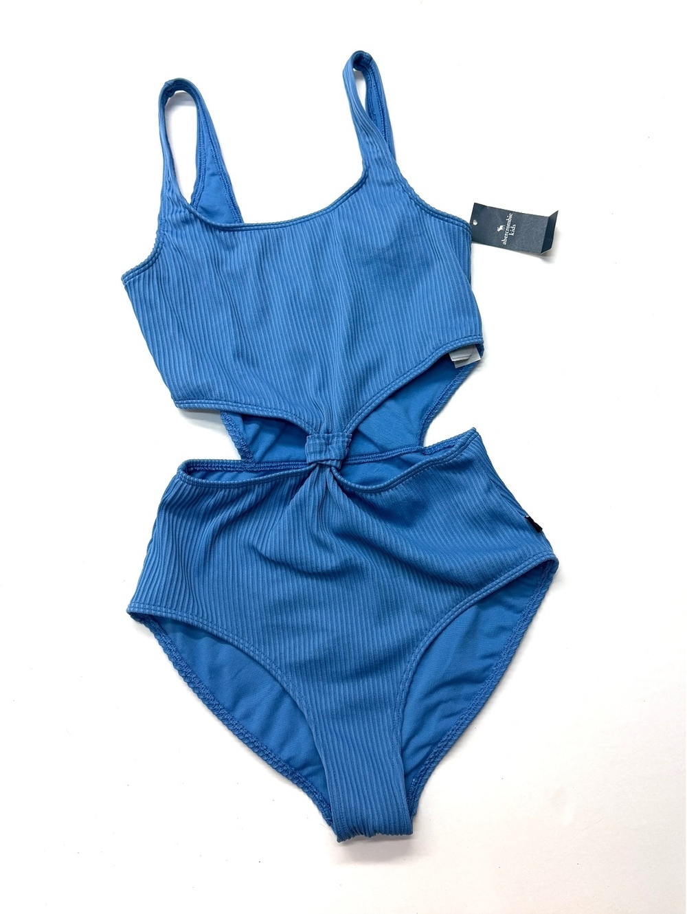 Abercrombie Kids Blue Ribbed Cutout One-Piece Swimsuit Size 13/14